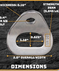 Heavy Duty 26kn Climbing Anchors Rated To 5845 Pounds Solid Steel Bolt Hangers dimensions with thickness and strength details