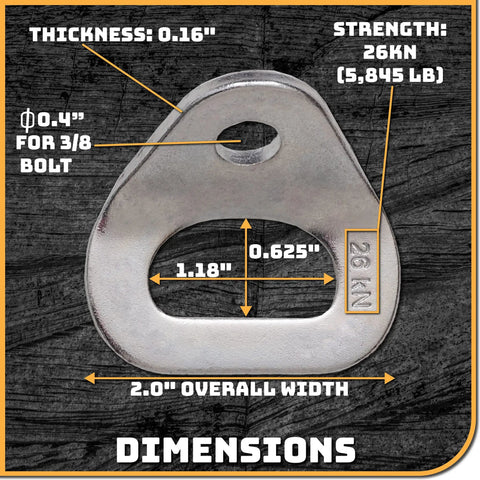 Heavy Duty 26kn Climbing Anchors Rated To 5845 Pounds Solid Steel Bolt Hangers dimensions with thickness and strength details