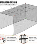 Diagram of 20 Foot Baseball And Softball Batting Cage Net For Backyard Practice Portable Hitting Net With Carabiners And Carry Bag