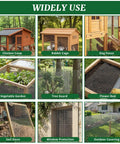 Collage showing uses of 16 Inch By 50 Foot 19 Gauge Hardware Cloth With 1/2 Inch Mesh Galvanized Chicken Wire Fence for various enclosures.
