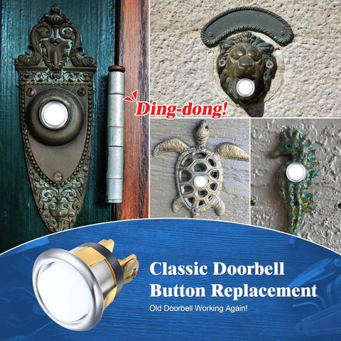 Two Pack Lighted Doorbell Button Replacement Kit Plug And Play Wired Doorbell Button With Round Rim And Lighted Center
