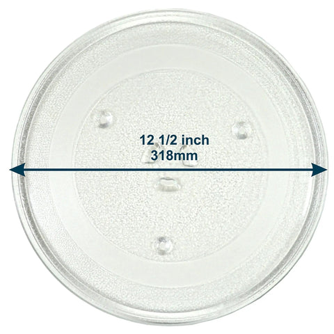 Heavy Duty 12.5 Inch Microwave Glass Turntable Plate Replacement fits Frigidaire Maytag GE Amana Samsung Hotpoint Magic Chef & More, top view.