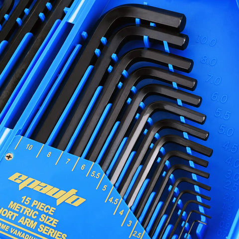 30-Piece Hex Key Set With Long Arm SAE And Short Arm Metric Allen Wrenches, Durable Storage Case, organized metric sizes