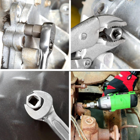 CrMo Impact Nut And Bolt Extractor Kit, 18 Piece Set, Three Eighths Inch Drive For Stripped And Damaged Fasteners in use