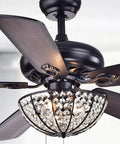 Crystal Bowl 52 Inch Ceiling Fan With 3 Lights Black Bronze Finish ETL Listed Hardwired Fixture Uses Three E26 Bulbs Not Included