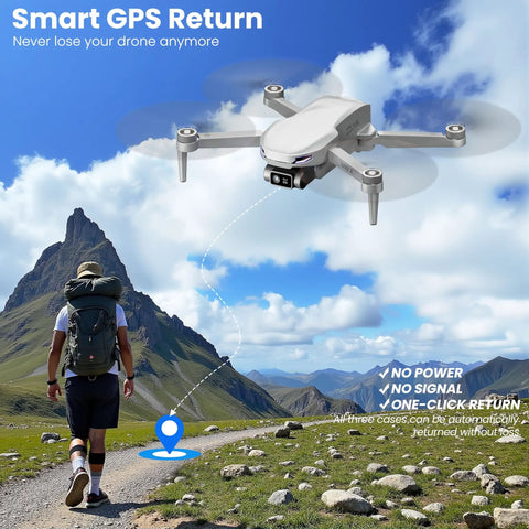 Easy To Fly Lightweight GPS Drone With 4K Camera And 2-Axis Gimbal For Beginners And Adults flying over a mountain trail