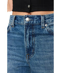 Head Turner High Rise Wide Leg Jeans For Women In Hush Color With Zip Fly And Button Closure Classic Five Pocket Design 32Inseam 100 Percent Cotton Flattering Silhouette For Bold Everyday Style, close-up waist detail