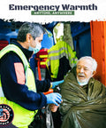 Man wrapped in a green bivy sack next to emergency worker, showcasing Ultra Large Waterproof Emergency Sleeping Bag For Survival