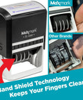 Workhorse Large Self Inking Rubber Date Office Stamp with Stamped Received legend showing clean inking mechanism and band shield technology.