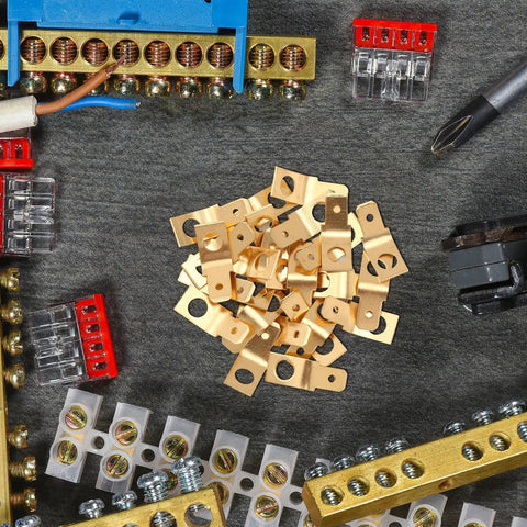 25 Pack Solderless Quick Disconnect Adapters Non Insulated Wire Connectors One Quarter Inch Male Tab Number Ten Stud