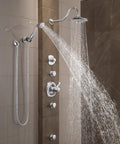 Chrome Shower Body Spray With Adjustable 30 Degree Spray, Easy Clean Touch-Clean Nubs, surface mount in modern bathroom
