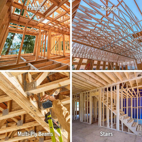 Powerlags XF Five Sixteenth Inch By Three Inch Interior Pancake Head Structural Wood Lag Screws used in framing and trusses.
