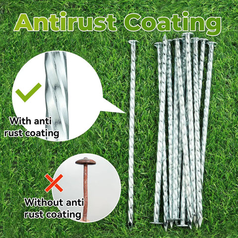 Heavy Duty 50 Pack Galvanized Landscape Stakes 10 Inch Spiral Spikes For Paver Edging Weed Barrier Outdoor Camping And Garden Projects Built Tough Rustproof With Extra Large Top 0.7 Inch Ideal For Lawn Edges Fence Lines Veggie Beds And DIY Landscaping