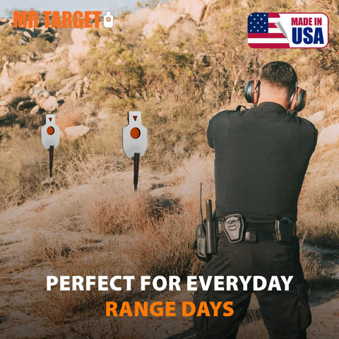 American Made Beefy AR500 Steel Target Sniper Style Silhouette 12 By 20 Inch With 6 Inch Center Paddle And Tactical Head Triangle Armored Base for shooting in a field