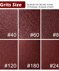 100 Piece Triangle Sanding Paper Set For Oscillating Tools, 60 80 100 120 240 Grit, Aluminum Oxide, Hook And Loop. Grit size close-up