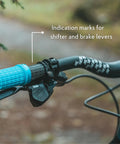 Close-up of Upturn High Rise MTB Handlebar With 31.8mm Clamp And 785mm Width Lightweight Alloy Riser Bar showing shifter marks