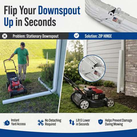 Flip Up Downspout Gutter Hinge For No Sweat Lawn Care And Smooth Yard Clearance White Durable Rain Water Drainage Extension Clip with mower user.