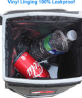 Interior of waterproof car trash can with lid and storage pockets two point five gallon capacity leak proof interior easy to clean