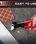 Glass Tile Nippers With Pro Grade Carbide Cutting Wheels And Comfy Grip used on ceramic mosaic tiles.