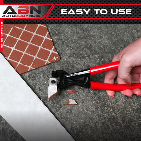 Glass Tile Nippers With Pro Grade Carbide Cutting Wheels And Comfy Grip used on ceramic mosaic tiles.