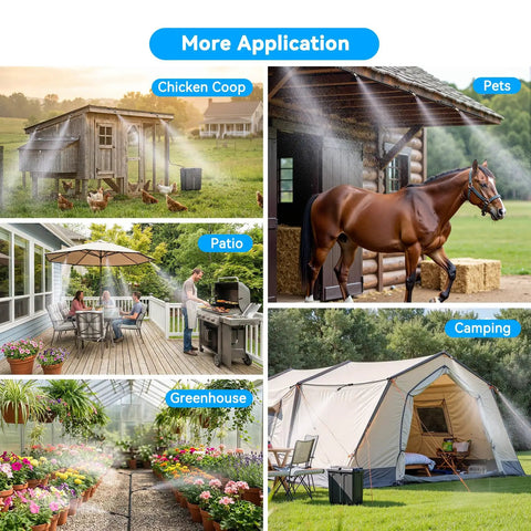 Portable Misting System With 9L Water Bucket And Built In 10000mAh Battery PCS Pump For Outdoor Cooling On Patios, Camping, Canopies