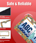 Cool Floral Print Stainless Steel License Plate Frame With Screws 12x6 Inch, details of frame and screw set, close-up