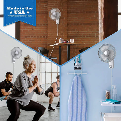 Commercial Grade Oscillating Wall Mount Fan, 12 Inch White Workhorse in gym, office, laundry room with durable metal front grill