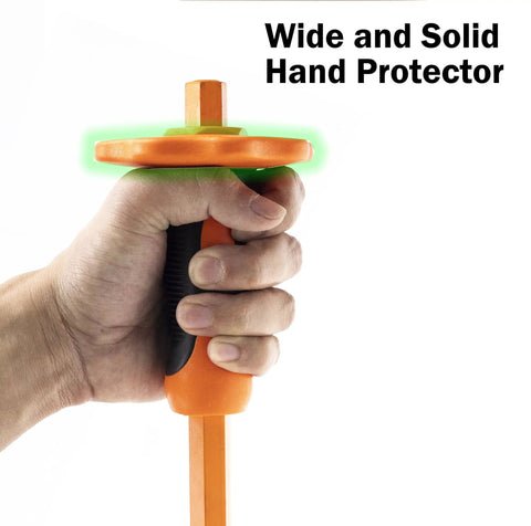 Hand gripping Beefy 12-Inch Flat Chisel With Bi-Material Hand Guard For Demolishing Masonry Carving And Concrete Breaker Jobs