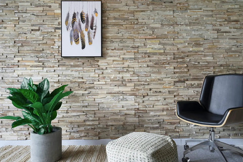 Rustic decor featuring 3D Wood Wall Panels Set of 10 Reclaimed Barnwood Planks for Rustic DIY Wall Decor Weathered White Finish