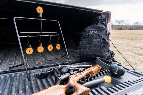Rimfire Auto Reset Target For Plinking, Range Ready Steel Build, Self Resets After Every Hit, Includes Two And A Half Inch Shooting Spots