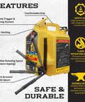 Tough 5 Gallon Type Ii Safety Jerry Can In Bright Yellow with thumb trigger and flexible rotating spout features