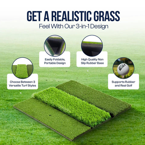 Range-Ready Indoor Outdoor Golf Hitting Mat With Realistic Grass Surface for Driving Range and Backyard Practice Portable Turf