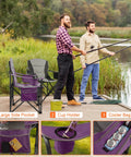Oversized Padded Camping Chairs 2 Pack For Adults, Heavy Duty Support Up To 400 Lbs, Folding Portable Lawn Chair In Use By Lake