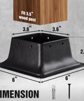 Beefy 4x4 Post Bases With Brackets And Internal Railing Anchors For 3.5x3.5 Wood Posts, Powder Coated Steel, Heavy Duty Support