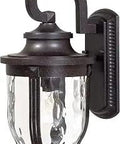 Merrimack Outdoor Wall Mount Light 1 Light 100W Max Corona Bronze Finish Dimmable with clear glass for porch and garden.