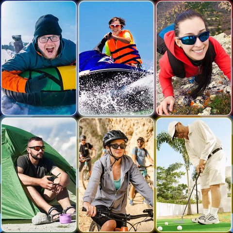 Individuals in outdoor activities wearing Glasses Strap Holder No Tail With Length Adjusters for Men and Women Sunglasses and Eyeglasses