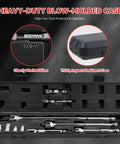 Heavy Duty 10 Piece Breaker Bar Set Featuring 180 Degree Swivel Head 3/8 1/2 1/4 Inch Drivers Extensions And Socket Adapters in blow-molded case.