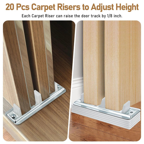 Two Pack Sliding Closet Door Floor Guides With Carpet Risers For An Adjustable Fit For Doors From 3/4 To 1 3/8 Inch Thick installed