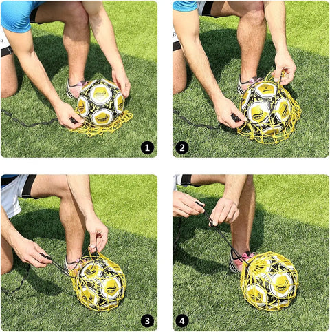 Hand Free Soccer Kick Trainer Solo Juggling Ball With Secure Lock Design for easy setup shown on grass.