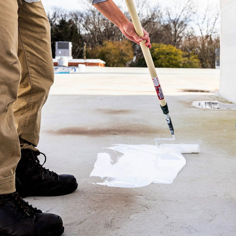Application of Max Stretch Roof Coating White Elastomeric Sealant For Flat And Low Slope Roofs One Gallon Resists Cracking