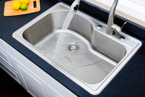Offset Single Bowl Topmount Stainless Steel Kitchen Sink 18 Gauge Built Tough With Scratch Resistant Matte Finish Type 304 Premium Steel Sound Dampening Coating Hardware And Cutout Template Included