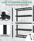 72 Inch Tall 5 Tier Adjustable Heavy Duty Metal Mesh Shelving Rack With Beefed Up Reinforced Steel Frame Supporting 400 Pounds Per Shelf assembly process with gloves and rubber hammer included.