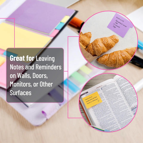 Neon Sticky Notes Set 410 Pack With 150 Neon Index Tabs And Divider Pads For Planner Journal Bible Study Office Displayed