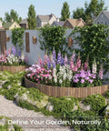 Image of Rustic Wood Garden Edging Border Panel For Yard And Patio, Dope Decorative Landscape Edge Fence For Flower Beds And Pathways, 48 Inch Long By 7.87 Inch Wide, Durable Outdoor Border, defining flower beds in a garden.