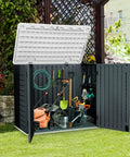 Outdoor Resin Storage Shed With Multi Opening Doors Easy Access Weatherproof Lockable 35 Cu Ft Capacity For Bikes Trash Cans And Garden Tools Durable Waterproof Dark Gray