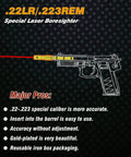 End Barrel Laser Bore Sight For.22LR And.223 Rem with Class IIIa Red Laser for revolvers, pistols, and rifles illustration.