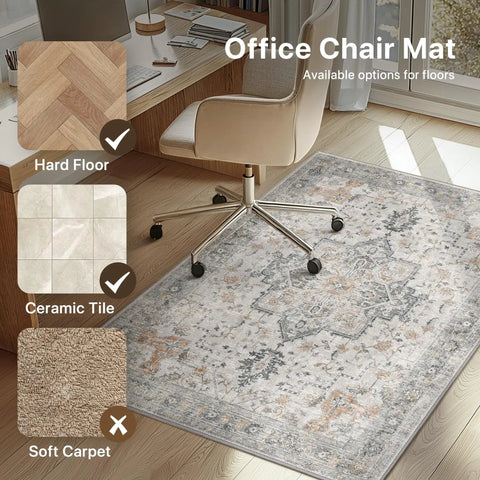 36x48 Inch Office Chair Mat For Hardwood And Tile Floors Under Desk, Grippy Non Slip Vinyl Floor Protector With Rubber Backing in home office