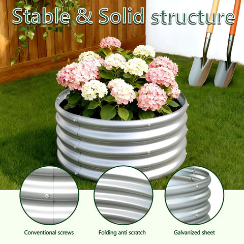 Two Pack Galvanized Raised Garden Beds 24x24x12 Inches Outdoor Planter for Vegetables and Flowers Durable Reinforced Corners