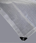 HydraTarp Clear Greenhouse Tarp 18 Ft By 24 Ft Heavy Duty 11 Mil With 3x3 Mesh Weave showing corner grommet and mesh detail