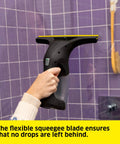 Kärcher WV 1 electric window vacuum squeegee, 10-inch, black handheld glass cleaner.